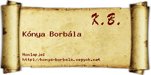Kónya Borbála névjegykártya